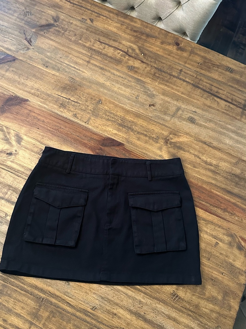 !it jeans Black Mini Skirt with Front Flap Pockets